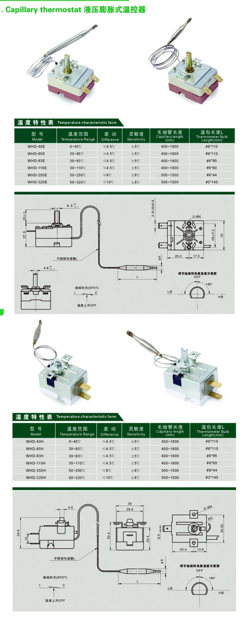 50%off Capillary Thermostat for Heater, Fry Pot and Oven with VDE